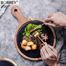 Load image into Gallery viewer, BORREY Hot Lava Stone Serving Board For Cooking Steak, Salmon and Pizza