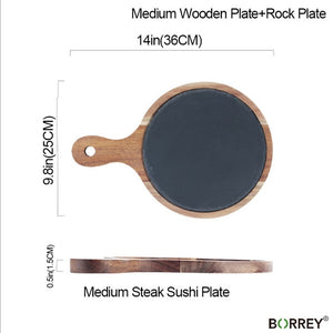 BORREY Hot Lava Stone Serving Board For Cooking Steak, Salmon and Pizza