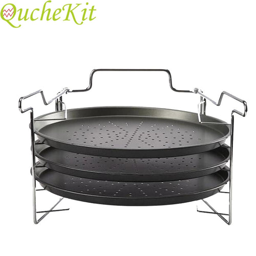 3pc 12inch Perforated Carbon Steel Pizza pans